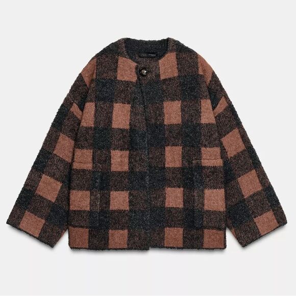 Zara Jackets & Blazers - ZARA PLAID JACKET CARDIGAN